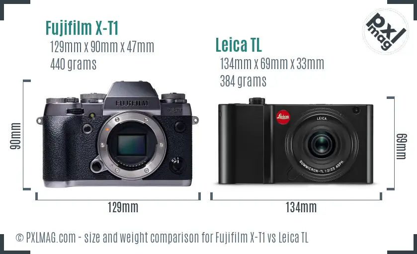 Fujifilm X-T1 vs Leica TL size comparison