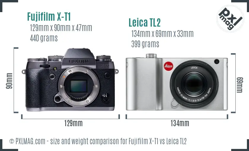 Fujifilm X-T1 vs Leica TL2 size comparison