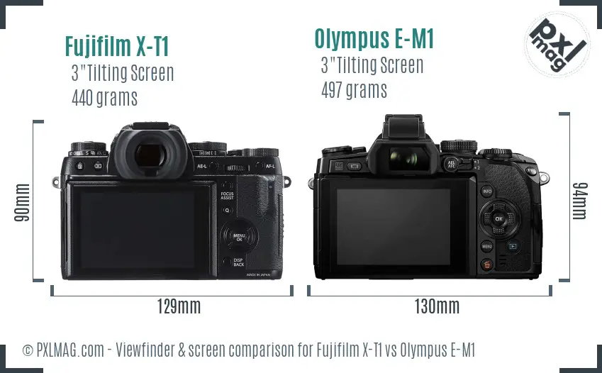 Fujifilm X-T1 vs Olympus E-M1 Screen and Viewfinder comparison