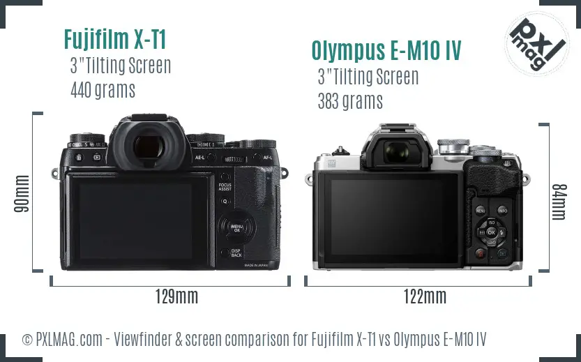 Fujifilm X-T1 vs Olympus E-M10 IV Screen and Viewfinder comparison