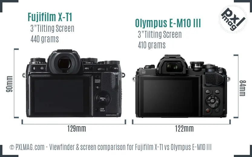 Fujifilm X-T1 vs Olympus E-M10 III Screen and Viewfinder comparison