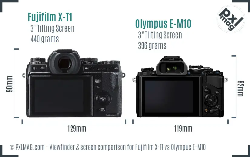 Fujifilm X-T1 vs Olympus E-M10 Screen and Viewfinder comparison