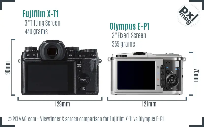 Fujifilm X-T1 vs Olympus E-P1 Screen and Viewfinder comparison