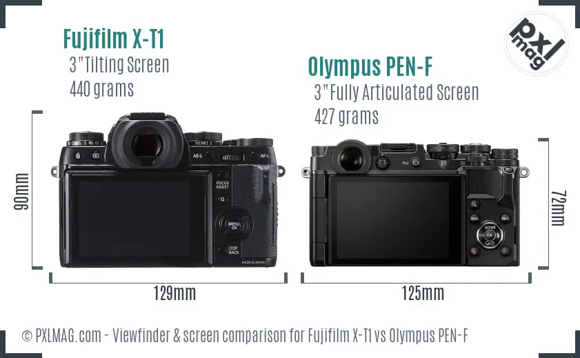 Fujifilm X-T1 vs Olympus PEN-F Screen and Viewfinder comparison Fujifilm X-T1 vs Olympus PEN-F Screen and Viewfinder comparison