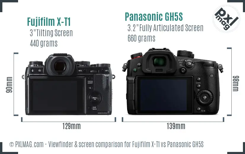 Fujifilm X-T1 vs Panasonic GH5S Screen and Viewfinder comparison Fujifilm X-T1 vs Panasonic GH5S Screen and Viewfinder comparison