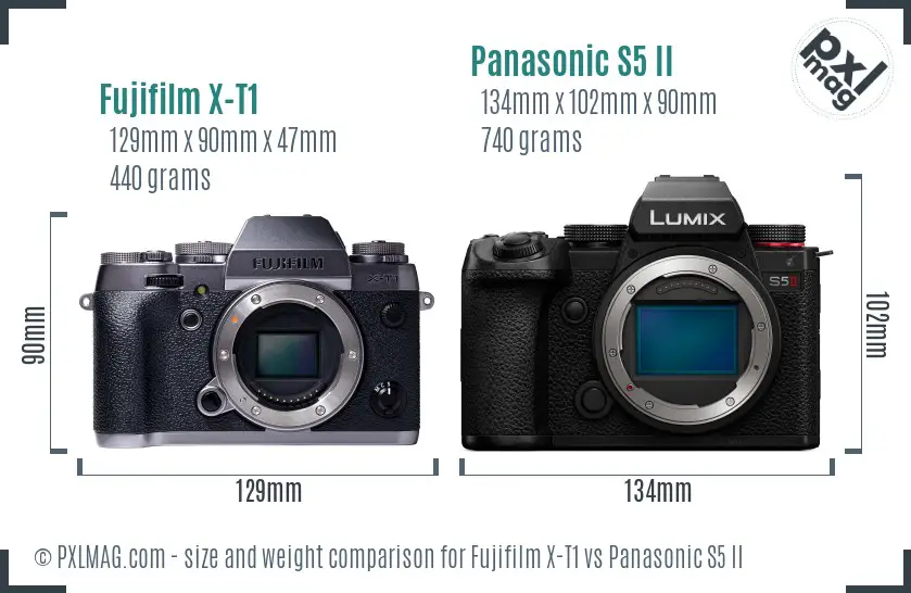 Fujifilm X-T1 vs Panasonic S5 II size comparison Fujifilm X-T1 vs Panasonic S5 II size comparison