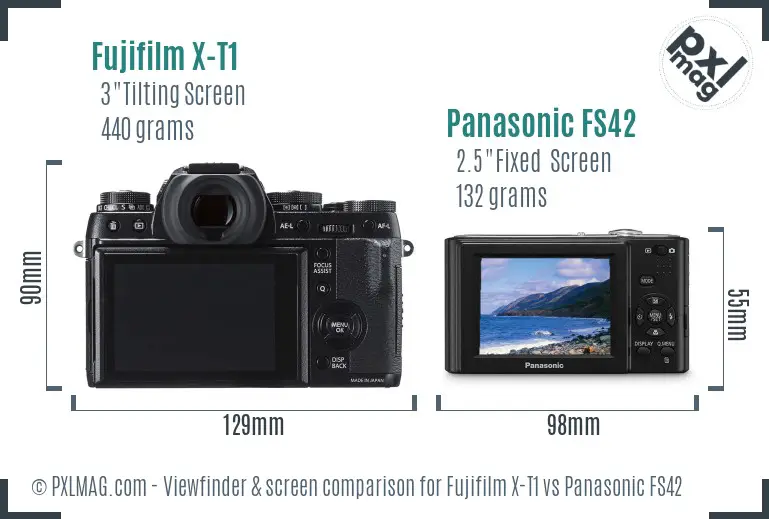 Fujifilm X-T1 vs Panasonic FS42 Screen and Viewfinder comparison