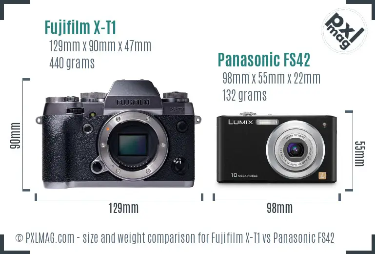 Fujifilm X-T1 vs Panasonic FS42 size comparison