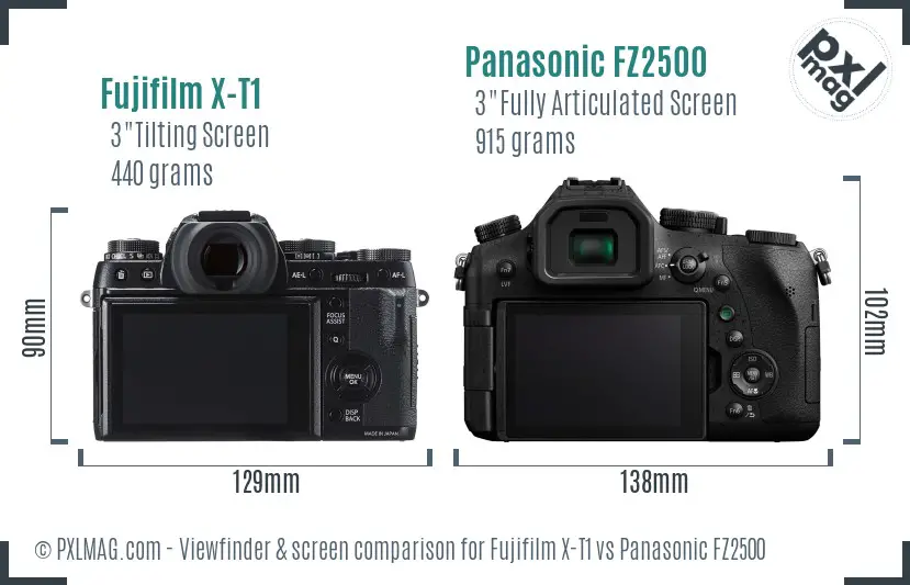 Fujifilm X-T1 vs Panasonic FZ2500 Screen and Viewfinder comparison