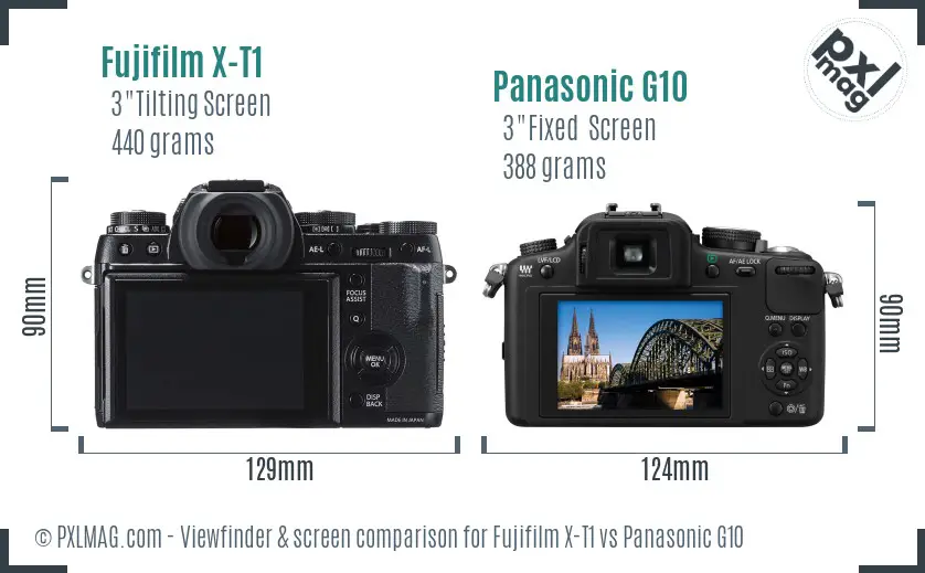 Fujifilm X-T1 vs Panasonic G10 Screen and Viewfinder comparison