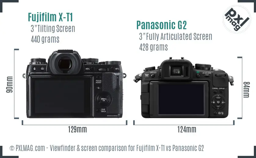 Fujifilm X-T1 vs Panasonic G2 Screen and Viewfinder comparison Fujifilm X-T1 vs Panasonic G2 Screen and Viewfinder comparison