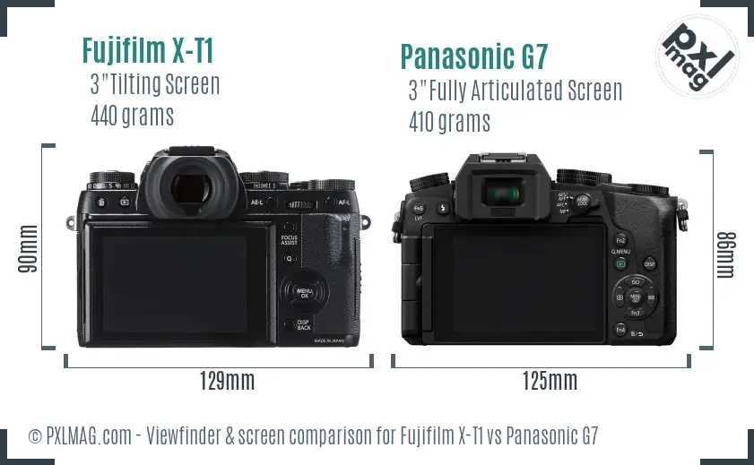 Fujifilm X-T1 vs Panasonic G7 Screen and Viewfinder comparison