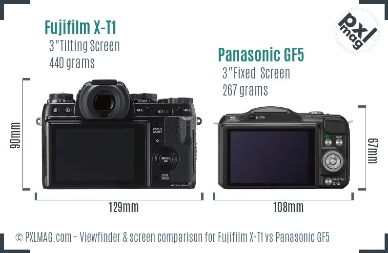 Fujifilm X-T1 vs Panasonic GF5 Screen and Viewfinder comparison