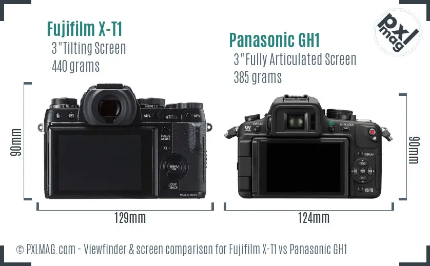 Fujifilm X-T1 vs Panasonic GH1 Screen and Viewfinder comparison