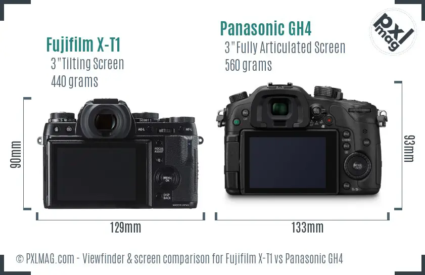 Fujifilm X-T1 vs Panasonic GH4 Screen and Viewfinder comparison