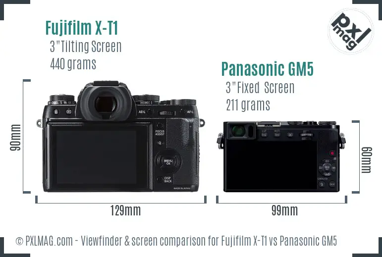 Fujifilm X-T1 vs Panasonic GM5 Screen and Viewfinder comparison