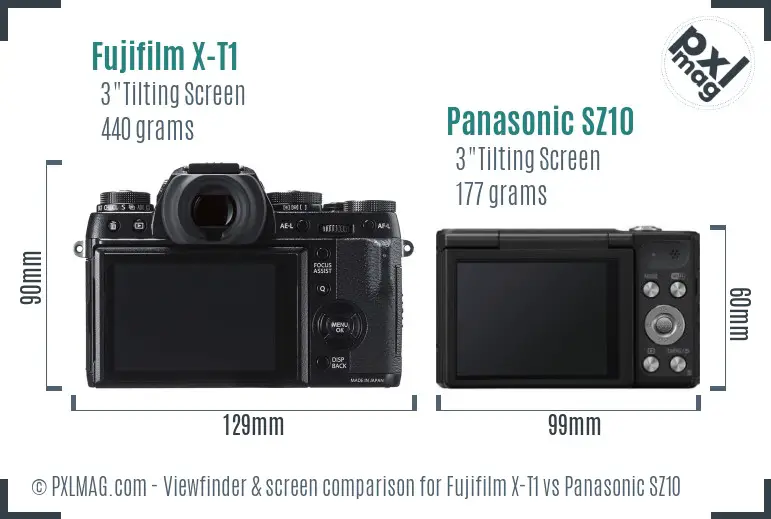 Fujifilm X-T1 vs Panasonic SZ10 Screen and Viewfinder comparison