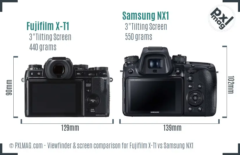 Fujifilm X-T1 vs Samsung NX1 Screen and Viewfinder comparison