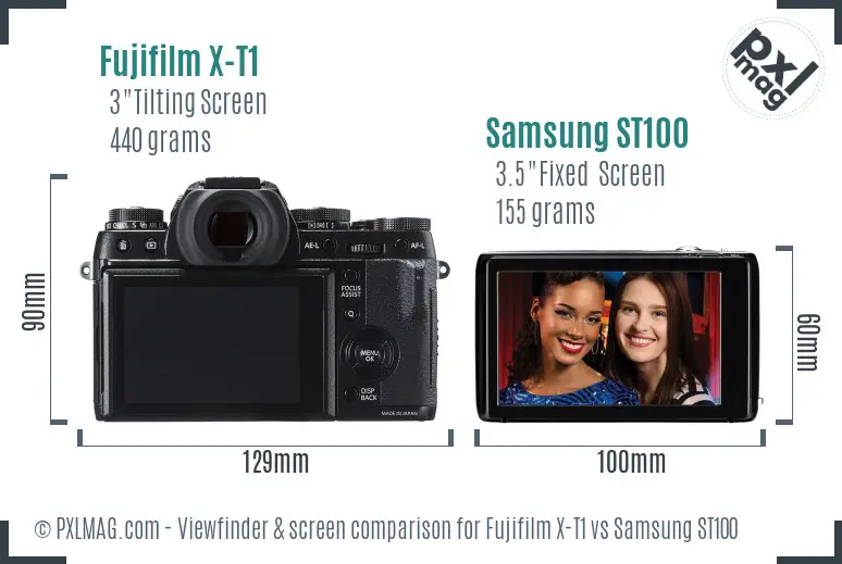 Fujifilm X-T1 vs Samsung ST100 Screen and Viewfinder comparison