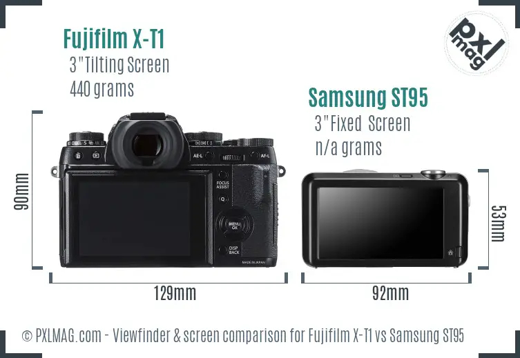 Fujifilm X-T1 vs Samsung ST95 Screen and Viewfinder comparison