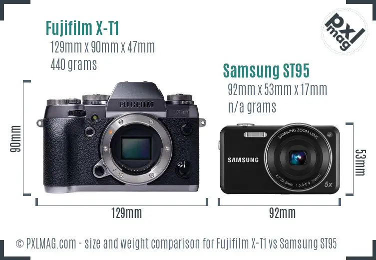 Fujifilm X-T1 vs Samsung ST95 size comparison