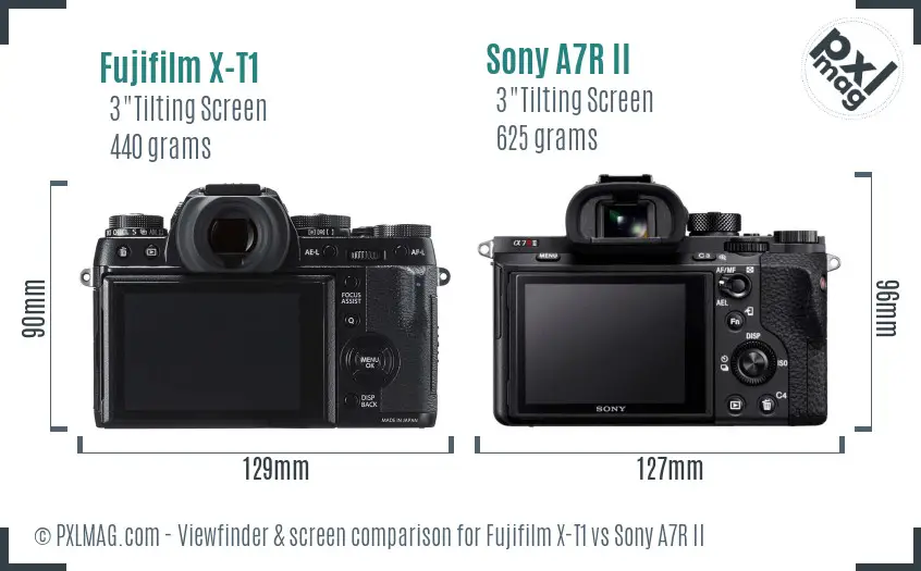 Fujifilm X-T1 vs Sony A7R II Screen and Viewfinder comparison