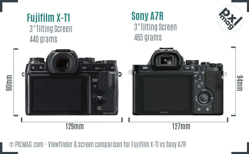 Fujifilm X-T1 vs Sony A7R Screen and Viewfinder comparison