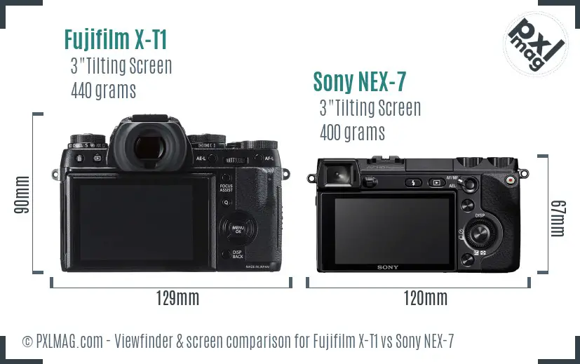 Fujifilm X-T1 vs Sony NEX-7 Screen and Viewfinder comparison