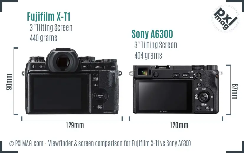 Fujifilm X-T1 vs Sony A6300 Screen and Viewfinder comparison