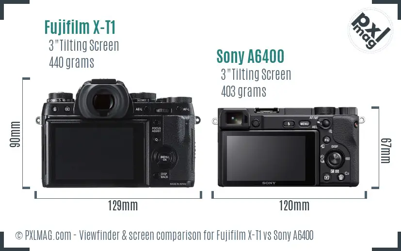 Fujifilm X-T1 vs Sony A6400 Screen and Viewfinder comparison