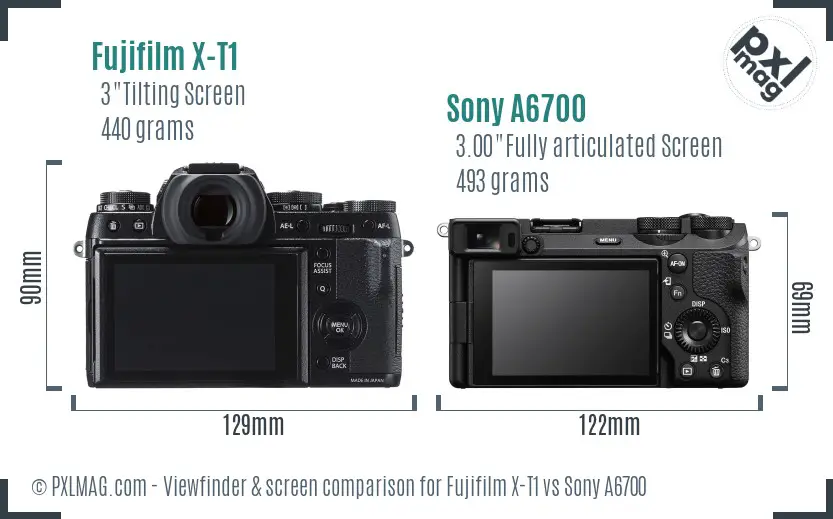 Fujifilm X-T1 vs Sony A6700 Screen and Viewfinder comparison
