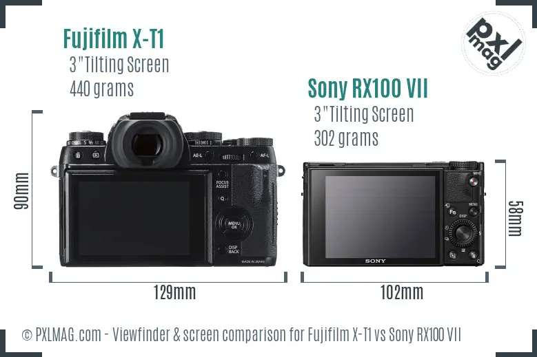 Fujifilm X-T1 vs Sony RX100 VII Screen and Viewfinder comparison
