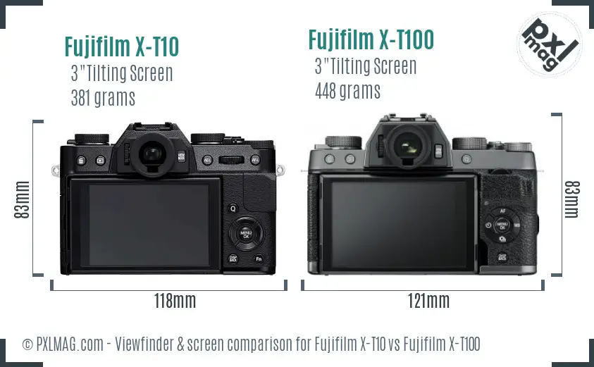 Fujifilm X-T10 vs Fujifilm X-T100 Screen and Viewfinder comparison