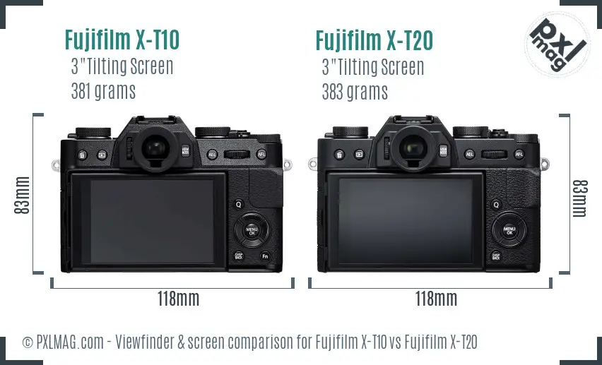 Fujifilm X-T10 vs Fujifilm X-T20 Screen and Viewfinder comparison