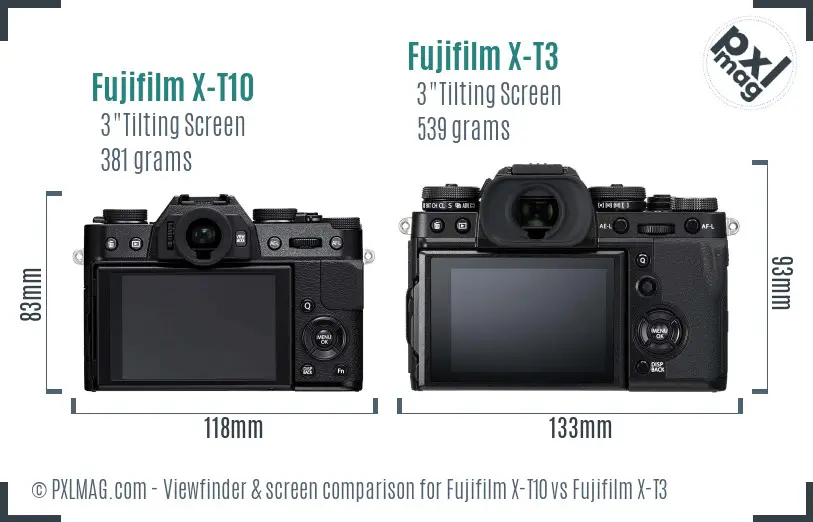 Fujifilm X-T10 vs Fujifilm X-T3 Screen and Viewfinder comparison