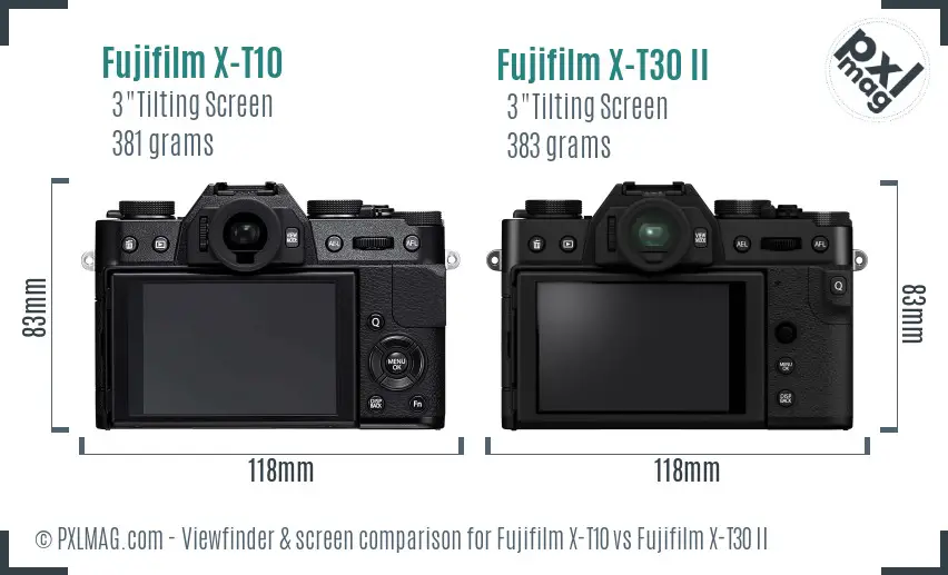 Fujifilm X-T10 vs Fujifilm X-T30 II Screen and Viewfinder comparison