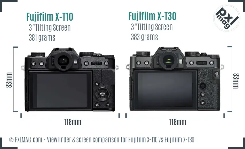 Fujifilm X-T10 vs Fujifilm X-T30 Screen and Viewfinder comparison
