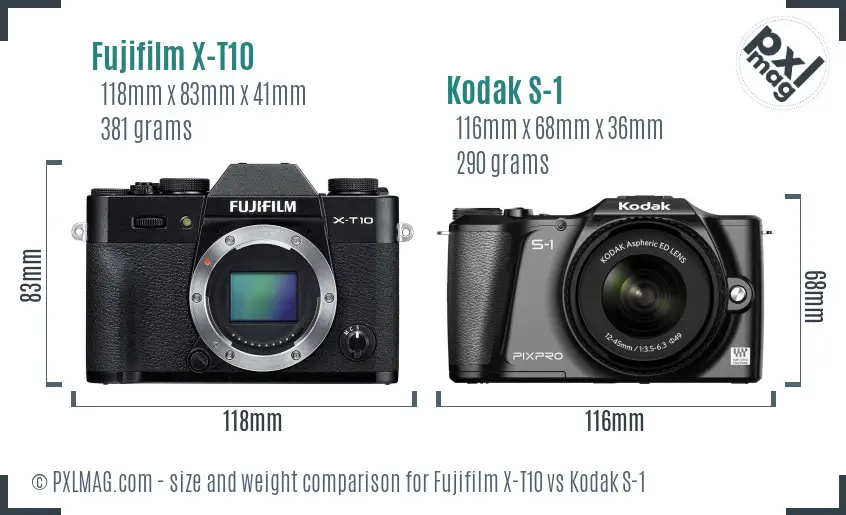 Fujifilm X-T10 vs Kodak S-1 size comparison Fujifilm X-T10 vs Kodak S-1 size comparison
