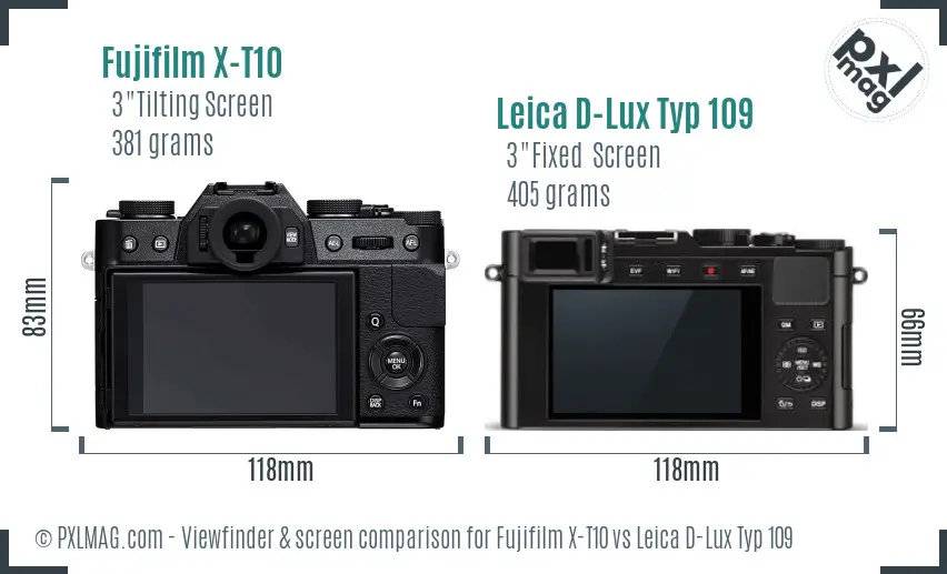 Fujifilm X-T10 vs Leica D-Lux Typ 109 Screen and Viewfinder comparison