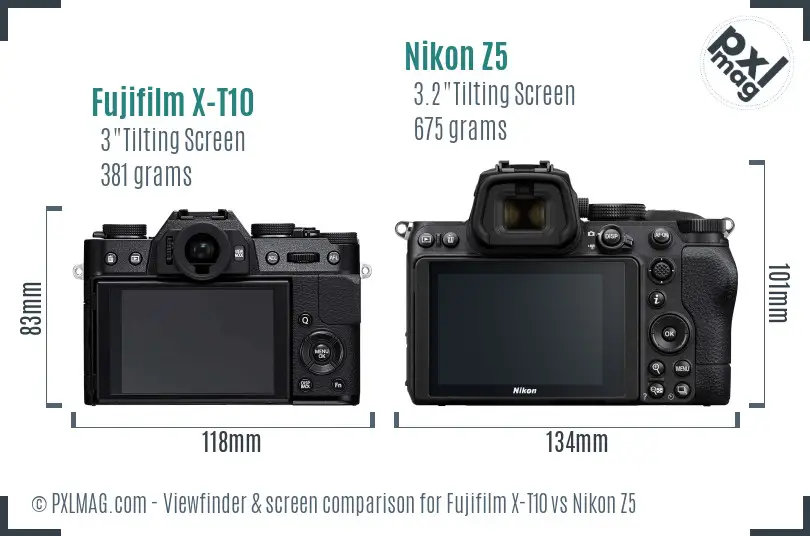 Fujifilm X-T10 vs Nikon Z5 Screen and Viewfinder comparison Fujifilm X-T10 vs Nikon Z5 Screen and Viewfinder comparison