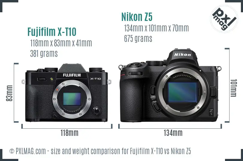 Fujifilm X-T10 vs Nikon Z5 size comparison Fujifilm X-T10 vs Nikon Z5 size comparison