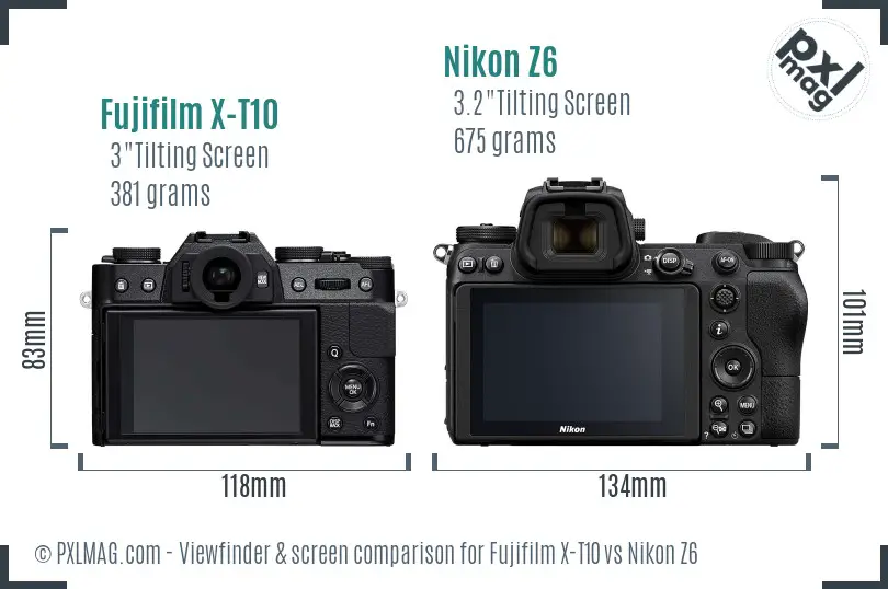 Fujifilm X-T10 vs Nikon Z6 Screen and Viewfinder comparison