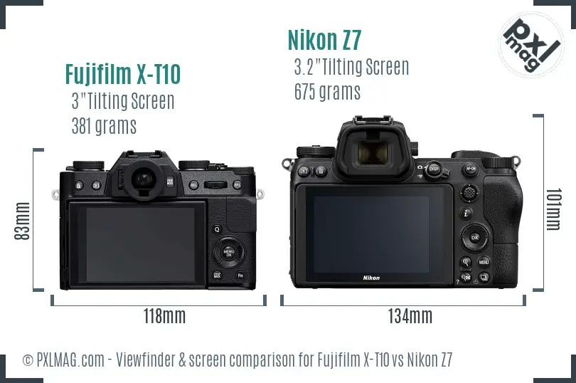 Fujifilm X-T10 vs Nikon Z7 Screen and Viewfinder comparison