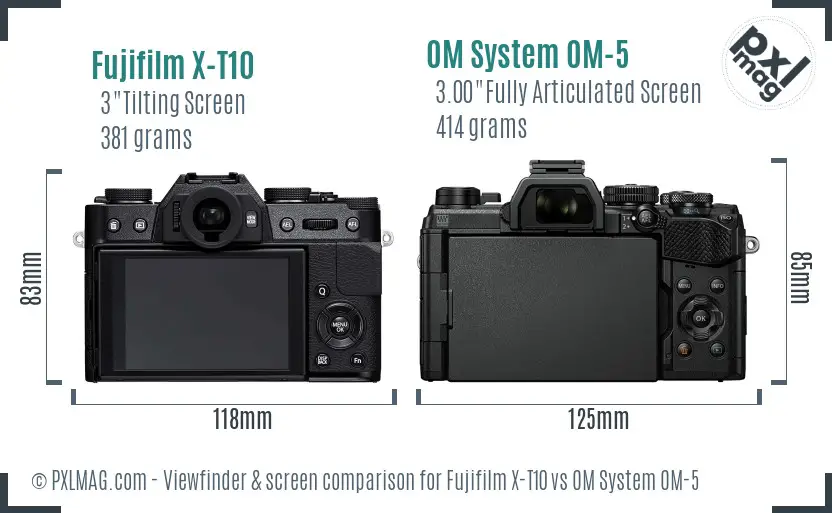 Fujifilm X-T10 vs OM System OM-5 Screen and Viewfinder comparison Fujifilm X-T10 vs OM System OM-5 Screen and Viewfinder comparison
