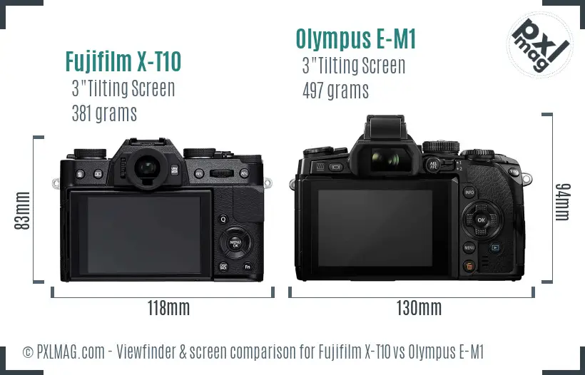 Fujifilm X-T10 vs Olympus E-M1 Screen and Viewfinder comparison