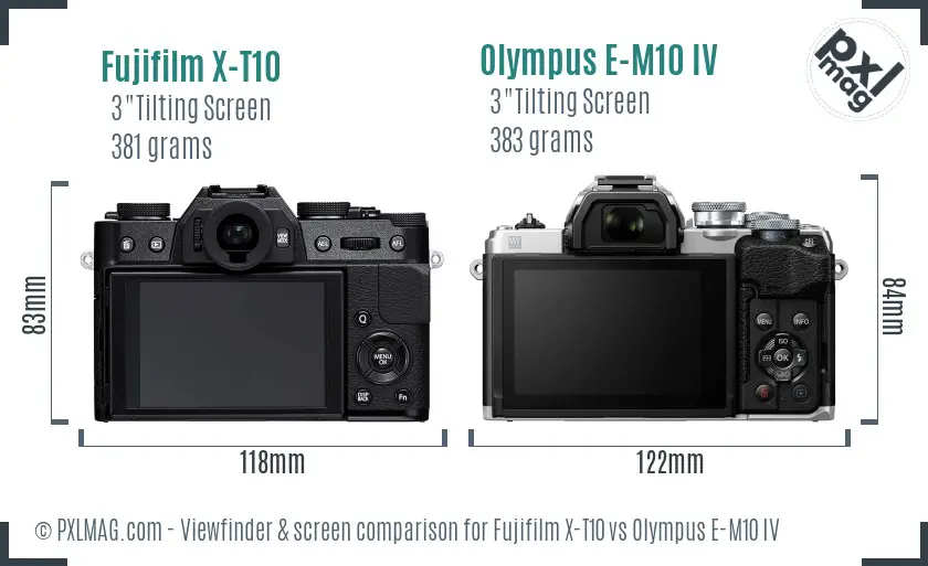 Fujifilm X-T10 vs Olympus E-M10 IV Screen and Viewfinder comparison