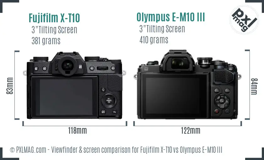 Fujifilm X-T10 vs Olympus E-M10 III Screen and Viewfinder comparison