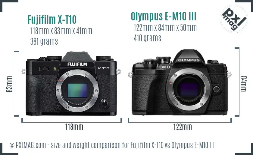 Fujifilm X-T10 vs Olympus E-M10 III size comparison