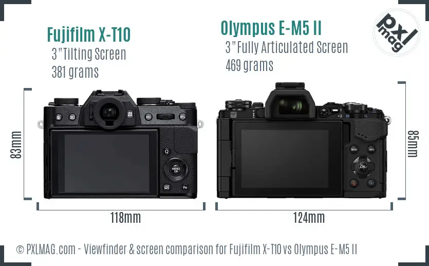 Fujifilm X-T10 vs Olympus E-M5 II Screen and Viewfinder comparison