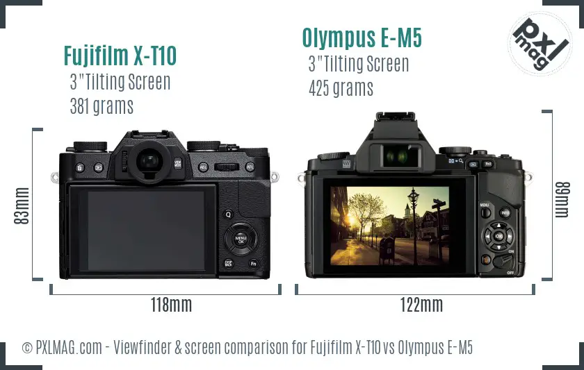 Fujifilm X-T10 vs Olympus E-M5 Screen and Viewfinder comparison